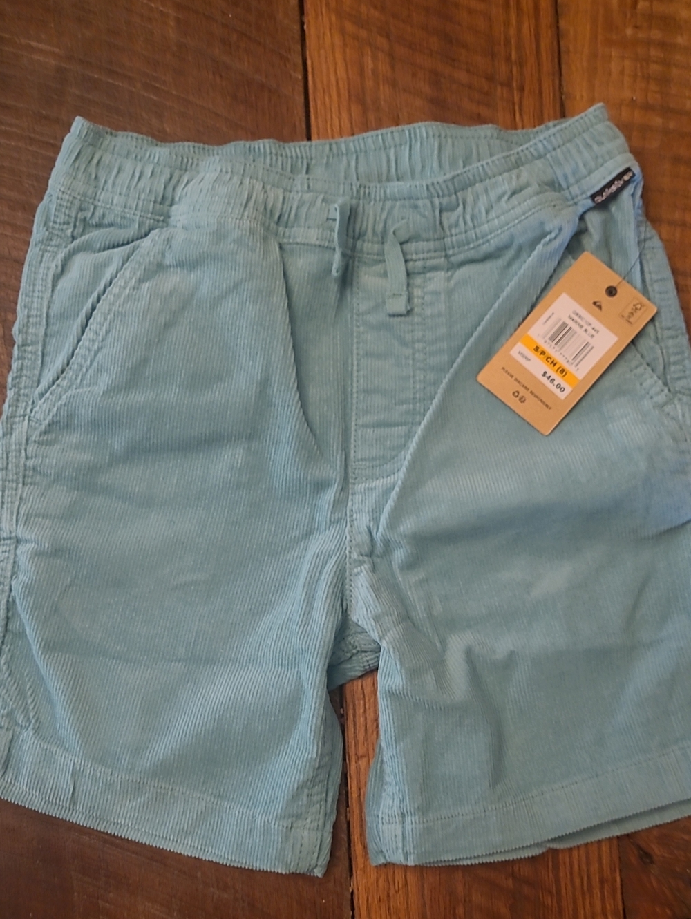 Quiksilver Light Teal Corduroy Boys Flat Front Shorts